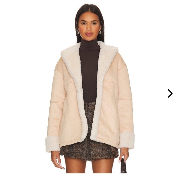 Lovers and Friends Elise Shearling Coat - Large/Nude NWT - Picture 1 of 5
